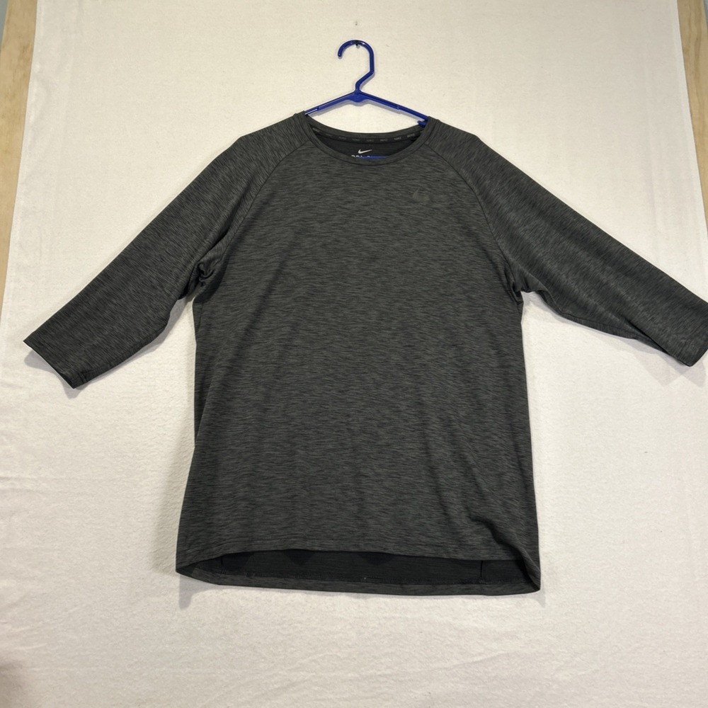 Nike Dri-Fit Tshirt 3/4 Raglan Sleeve Gray Mens Large Workout Activewear L
